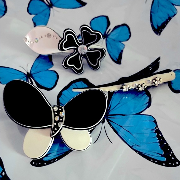 Vintage floral hair clips set of 3 EUC - Picture 5 of 6